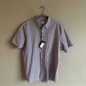 NWT $278 Emanuel Berg Print Textured Cotton Button-Down Short Sleeve Shirt XXL